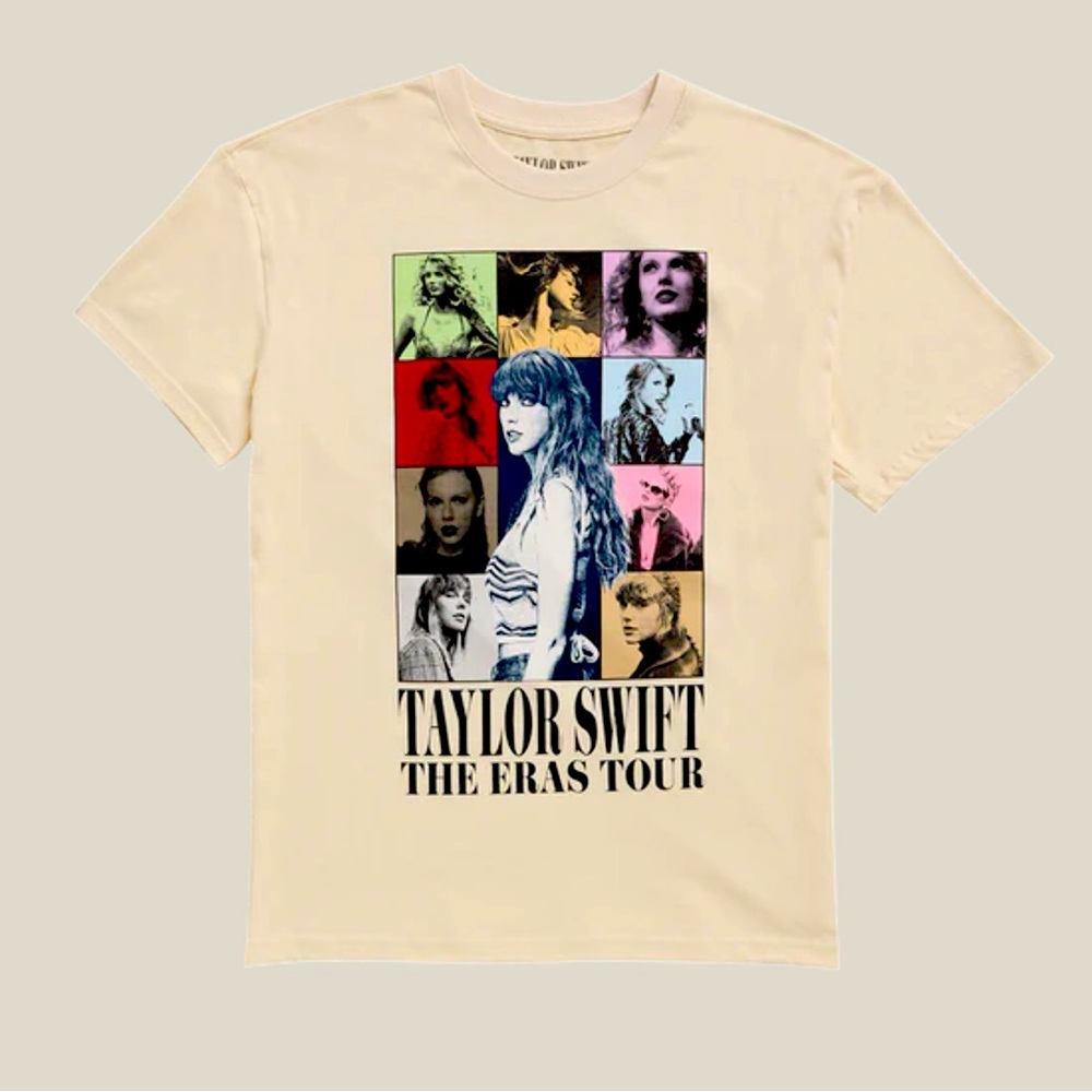 NWT TAYLOR SWIFT | THE ERAS INTERNATIONAL TOUR BEIGE T-SHIRT SZ M & Lg